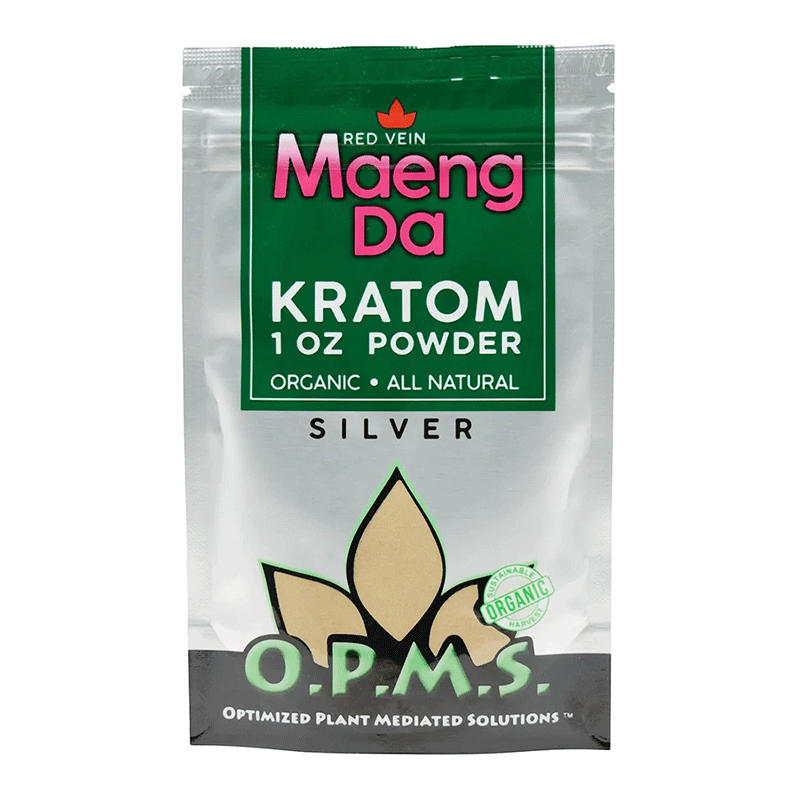 O.P.M.S. SILVER KRATOM POWDER 1OZ - MAENG DA RED VEIN