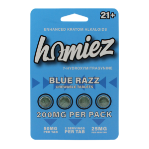 HOMIEZ 7-HYDROXYMITRAGYNINE TABLETS 50MG 4CT - BLUE RAZZ