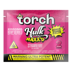 TORCH HULK GUMMIES MAXX'D 2000MG+25MGD9 BOOSTER 3CT - STRAWBERRY