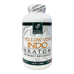 WHOLE HERBS KRATOM CAPSULES 500CT/10.6OZ - YELLOW VEIN INDO