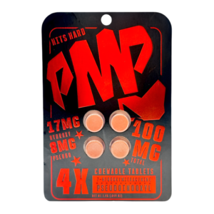PMP HITS HARD 7-HYDROXYMITRAGYNINE + PSEUDOINDOXYL CHEWABLE TABLETS 25MG 4CT - UNFLAVORED