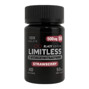 LIMITLESS BLACK EDITION 7-HYDROXYMITRAGYNINE TABLETS BOTTLE 50MG 10CT - STRAWBERRY
