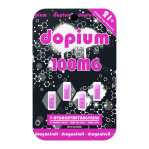 DOPIUM 7-HYDROXYMITRAGYNINE CHEWABLE TABLETS 100MG 4CT - DRAGONFRUIT