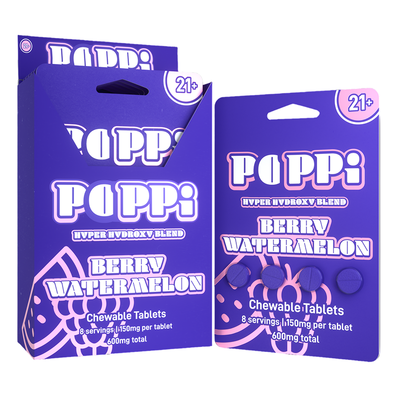 EXODUS POPPI HYPER HYDROXY BLEND CHEWABLE TABLETS 150MG 4CT - BERRY WATERMELON