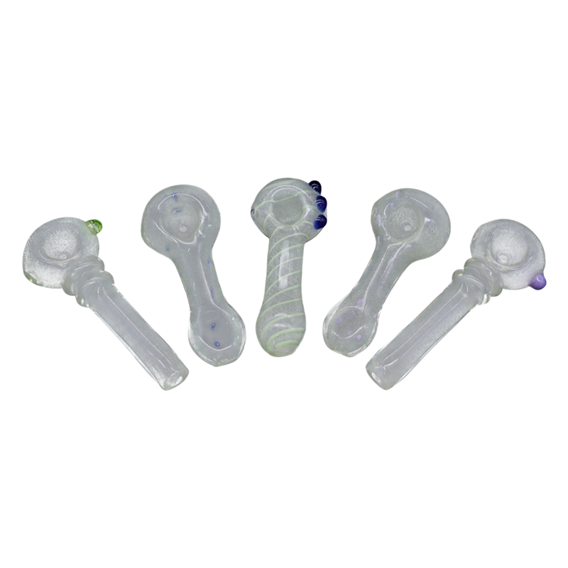 ALPHA GLASS HAND PIPE - 3" FRIT DUST GLOW IN THE DARK