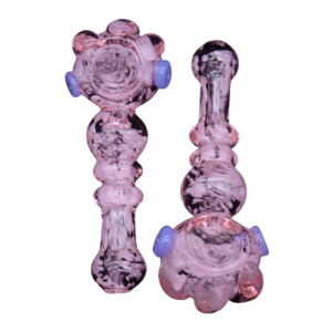 ALPHA GLASS HAND PIPE - 5" WHITE FRIT HEAD CLAW PINK TUBE