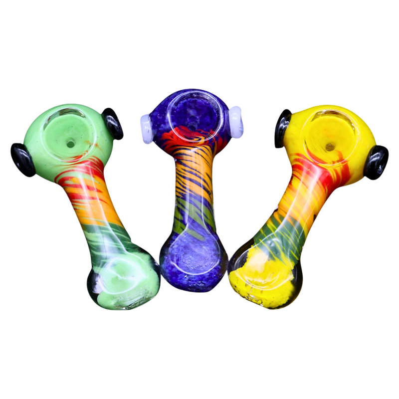ALPHA GLASS HAND PIPE - 3" FRIT RASTA FRIT ART MIX COLOR