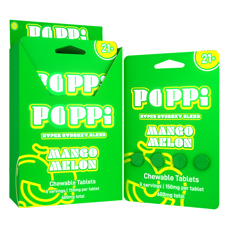 EXODUS POPPI HYPER HYDROXY BLEND CHEWABLE TABLETS 150MG 4CT - MANGO MELON