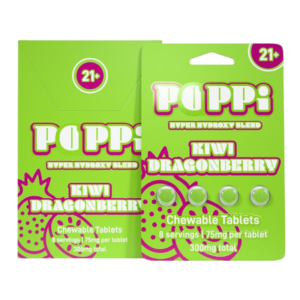 EXODUS POPPI HYPER HYDROXY BLEND CHEWABLE TABLETS 75MG 4CT - KIWI DRAGONBERRY