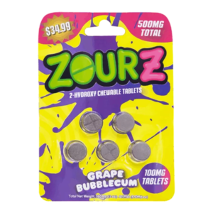 ZOURZ 7-HYDROXY CHEWABLE TABLETS 100MG 5CT - GRAPE BUBBLEGUM