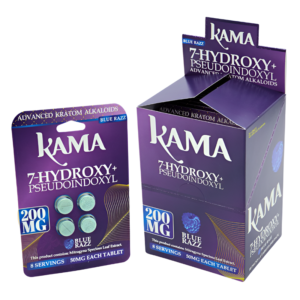 KAMA ADVANCED KRATOM ALKALOIDS 7-HYDROXYMITRAGYNINE+PSEUDOINDOXYL TABLETS 50MG 4CT - BLUE RAZZ
