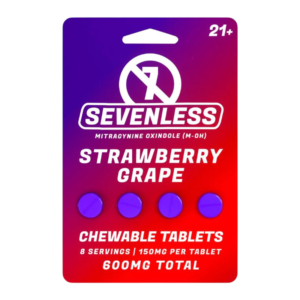 EXODUS SEVENLESS MITRAGYNINE OXINDOLE CHEWABLE TABLETS 150MG 4CT - STRAWBERRY GRAPE