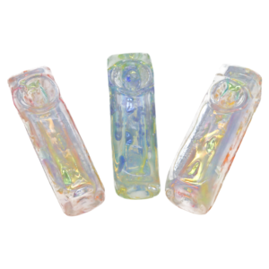 ALPHA GLASS HAND PIPE - 3.5" GOLD FUME DOT BRICK DESIGN