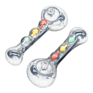 ALPHA GLASS HAND PIPE - 4.5" BLACK TUBE RASTA W MUSHROOM