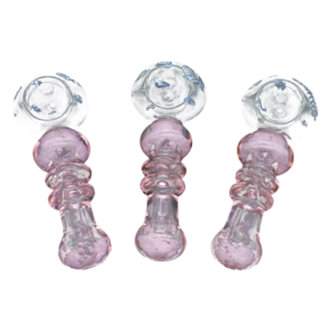 ALPHA GLASS HAND PIPE - 4.5" BLACK HEAD PINK TUBE
