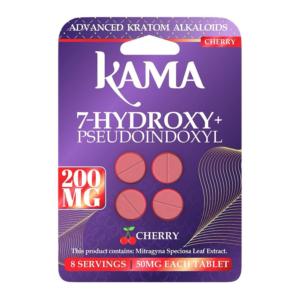 KAMA ADVANCED KRATOM ALKALOIDS 7-HYDROXYMITRAGYNINE+PSEUDOINDOXYL TABLETS 50MG 4CT - CHERRY