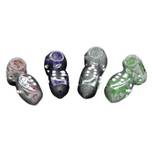 ALPHA GLASS HAND PIPE - 3.5" DICE DESIGN MIX COLOR
