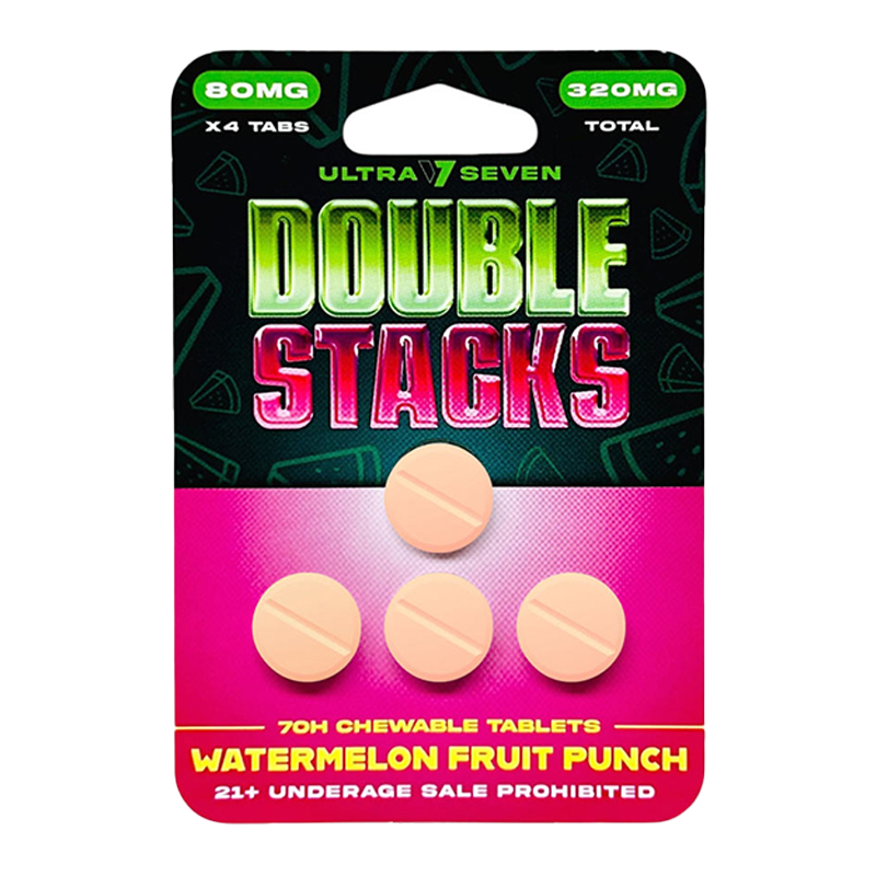 ULTRA SEVEN DOUBLE STACKS 7-HYDROXY CHEWABLE TABLETS 80MG 4CT - WATERMELON FRUIT PUNCH