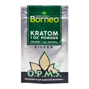 O.P.M.S. SILVER KRATOM POWDER 1OZ - SUPER GREEN BORNEO