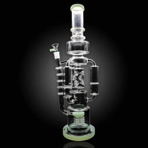 ALPHA GLASS BEAKER 20'' ALPHA TRIPLE HONEY COMB ARM DRILL PERC WATER PIPE - GREEN C