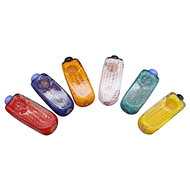 ALPHA GLASS HAND PIPE - 3.5" NET BRICK DESIGN