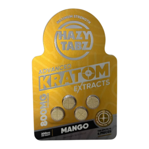 HAZY TABZ ADVANCED KRATOM EXTRACT MAXIMUM STRENGTH TABLETS 200MG 4CT - MANGO
