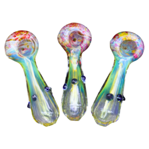 ALPHA GLASS HAND PIPE - 3.5" FRIT HEAD GOLD FUME