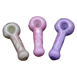 ALPHA GLASS HAND PIPE - 5" DOUBLE TUBE DOT PINK SLIME