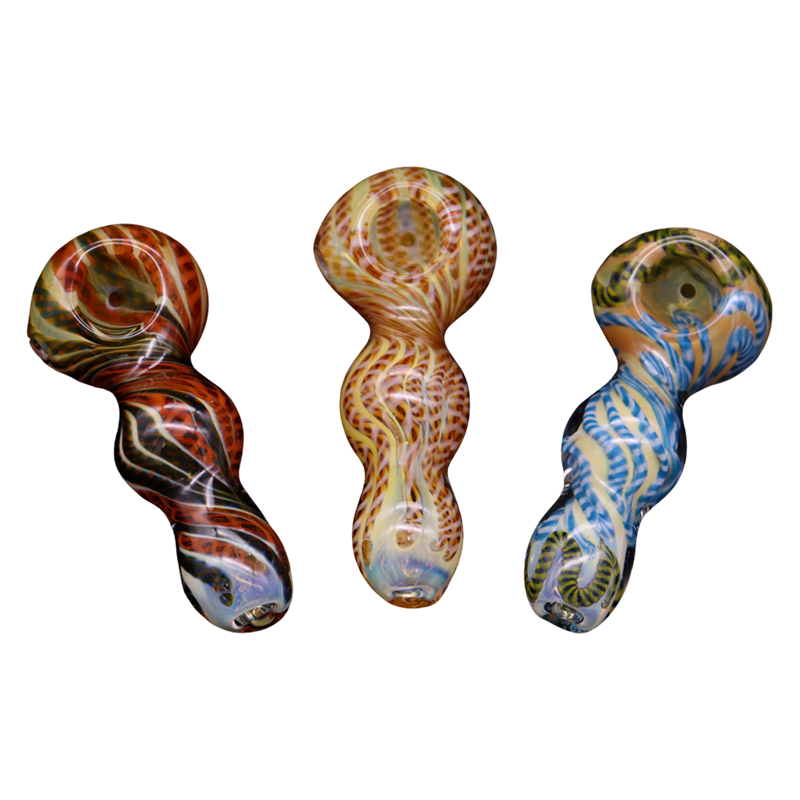 ALPHA GLASS HAND PIPE - 4" LATTICINO HEAVY PIPE MIX