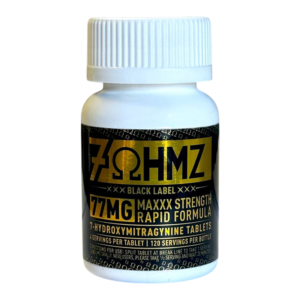 7 OHMZ BLACK LABEL 7-HYDROXYMITRAGYNINE TABLETS MAXXX STRENGTH RAPID FORMULA 77MG 30CT BOTTLE  - UNFLAVORED