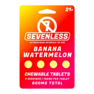 EXODUS SEVENLESS MITRAGYNINE OXINDOLE CHEWABLE TABLETS 150MG 4CT - BANANA WATERMELON