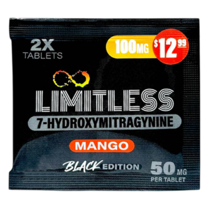 LIMITLESS BLACK EDITION 7-HYDROXYMITRAGYNINE TABLETS 50MG 2CT - MANGO