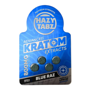 HAZY TABZ ADVANCED KRATROM EXTRACT MAXIMUM STRENGTH TABLETS 200MG 4CT - BLUE RAZ
