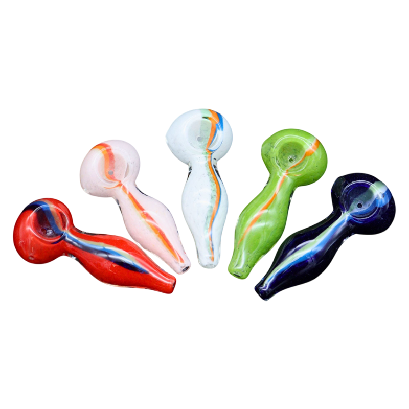 ALPHA GLASS HAND PIPE - 3" FRIT RASTA LINE FAT BELLY