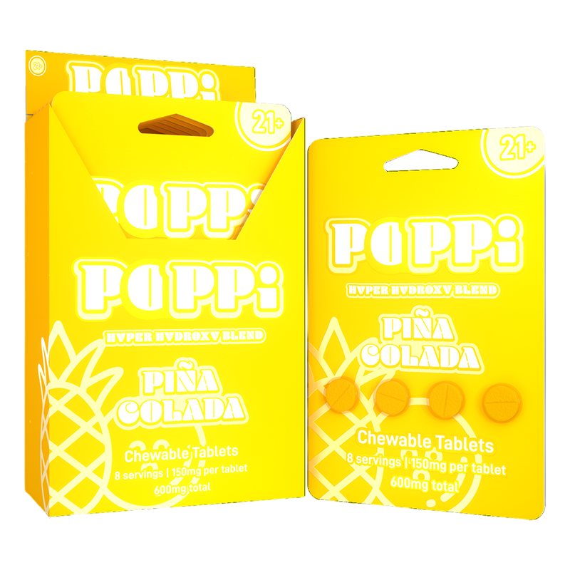 EXODUS POPPI HYPER HYDROXY BLEND CHEWABLE TABLETS 150MG 4CT - PINA COLADA