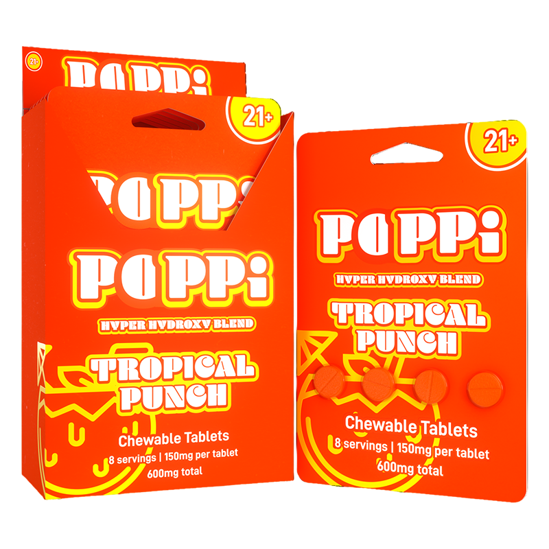 EXODUS POPPI HYPER HYDROXY BLEND CHEWABLE TABLETS 150MG 4CT - TROPICAL PUNCH