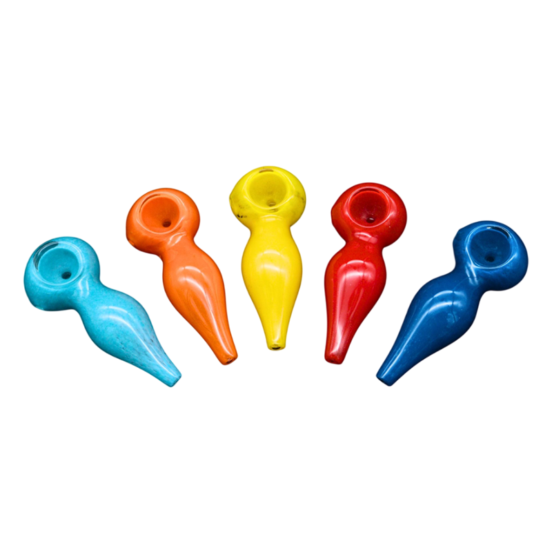 ALPHA GLASS HAND PIPE - 3" FRIT FAT BELLY MIX COLORS