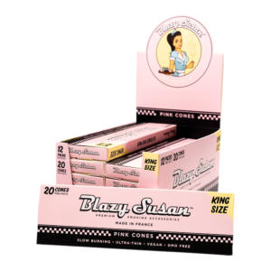 BLAZY SUSAN ROLLING PAPERS CONES 20CT BOX OF 12 - PINK KING SIZE