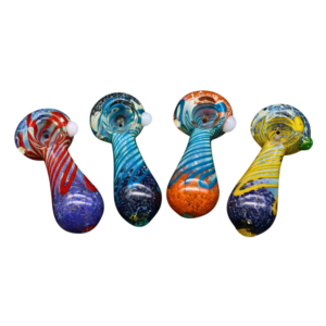 ALPHA GLASS HAND PIPE - 3" FRIT SPIRAL LINE MIX COLOR