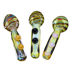 ALPHA GLASS HAND PIPE - 4" HEAD COLOR RECTANGLE BUTTON BODY