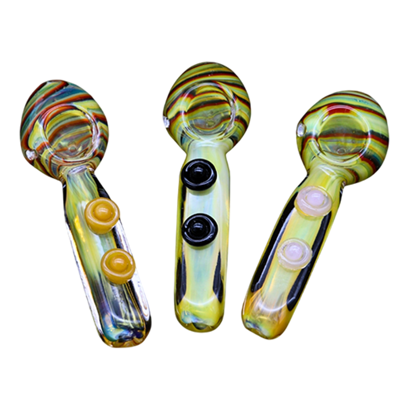 ALPHA GLASS HAND PIPE - 4" HEAD COLOR RECTANGLE BUTTON BODY