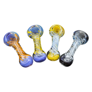 ALPHA GLASS HAND PIPE - 2.5" FRIT SPIRAL LINE MIX