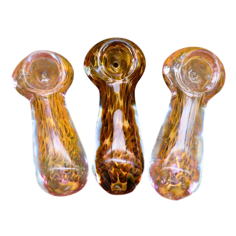 ALPHA GLASS HAND PIPE - 4" GOLD FUME DOT MIX