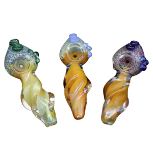ALPHA GLASS HAND PIPE - 4.5" TWISTED GOLD FUME