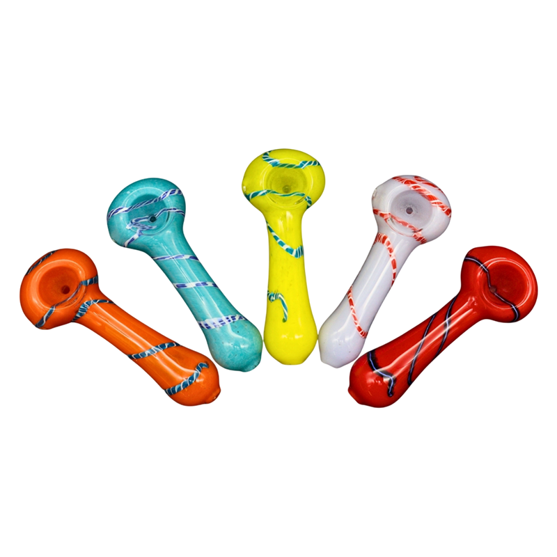 ALPHA GLASS HAND PIPE - 3" FRIT LINE MIX COLOR