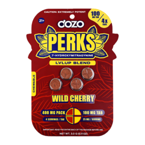 DOZO PERKS 7-HYDROXYMITRAGYNINE TABLETS 100MG 4CT - LVLUP BLEND WILD CHERRY