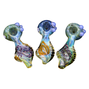 ALPHA GLASS HAND PIPE - 3" FRIT FUME TWISTED MOUTH