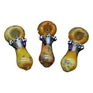 ALPHA GLASS HAND PIPE - 4" FRIT MUSHROOM ATTACHED