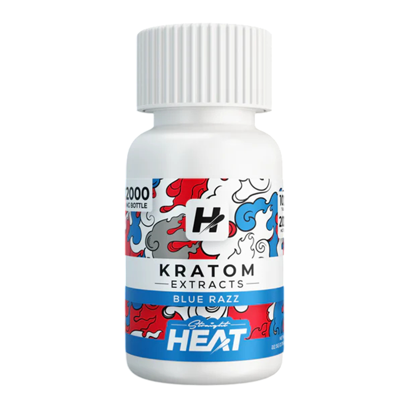 STRAIGHT HEAT KRATOM EXTRACT TABLETS BOTTLE 200MG 10CT - BLUE RAZZ