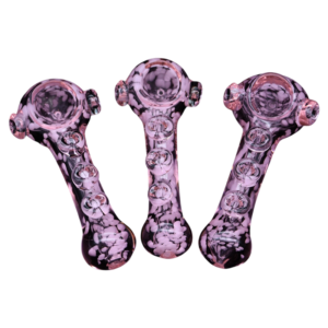 ALPHA GLASS HAND PIPE - 4" BUTTON BELLY PINK TUBE